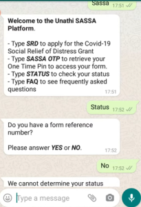 sassa status on whatsapp